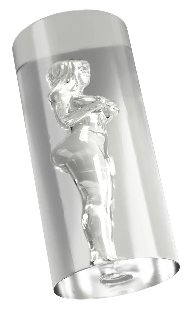 Stroker Female Shaped Tunnel, Transparenter Masturbator mit strukturierter 3D-Frauensilhouette, elastischem Softmaterial und intensivem Saug-Effekt für kraftvolle Handjob-Momente