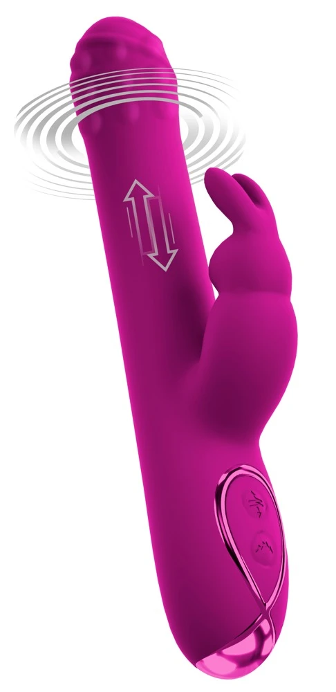 Smile Rabbit Vibrator Rotating, Rabbitvibrator mit Rotation & Stoßfunktion Triple-Stimulation für Vagina & Klitoris 9 Modi sexy Reizwäsche Sweet Smile