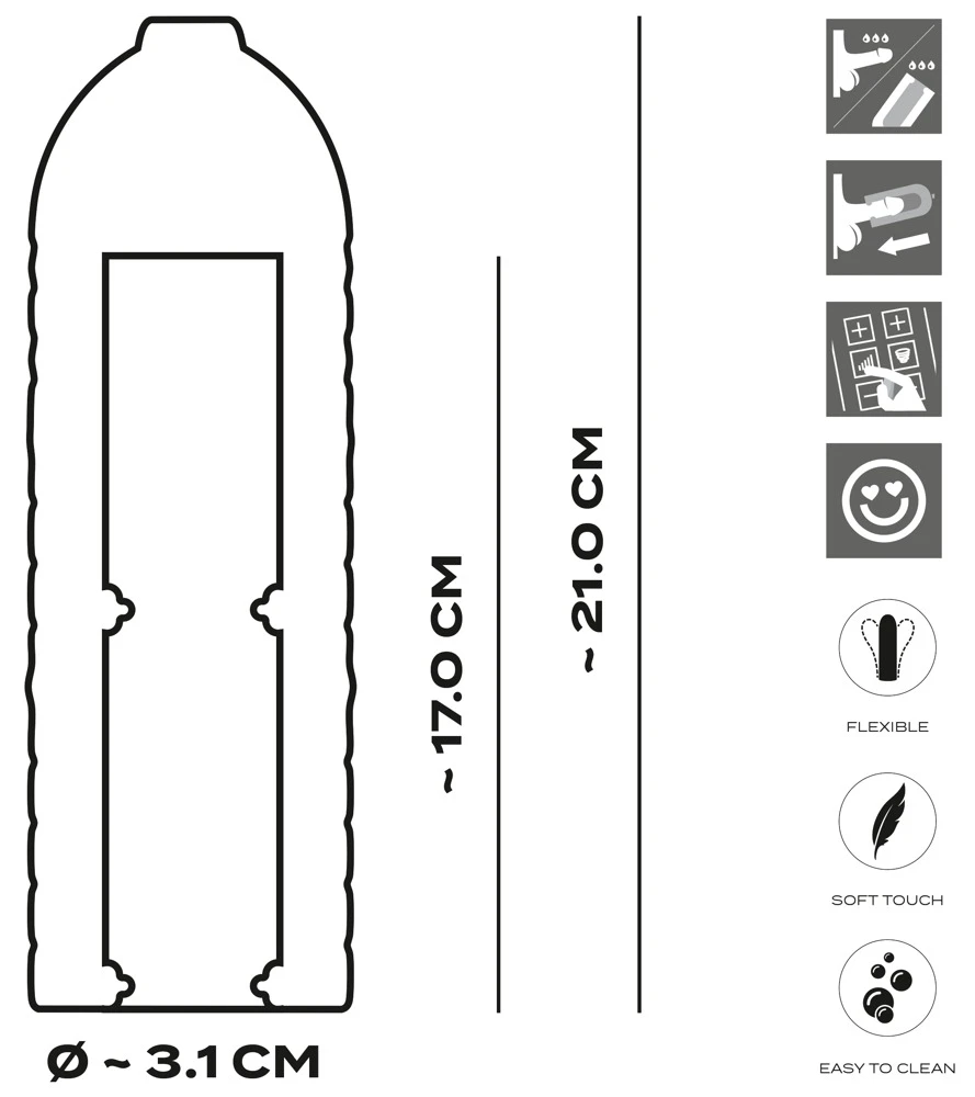 Suck-O-Mat 3 Perf. Sleeve XL, (Ersatz-) Sleeve für Suck-O-Mat 3 XL aus seidig-softem Silikon mit Performance Ringen für intensivere Stimulation und optimalen Halt