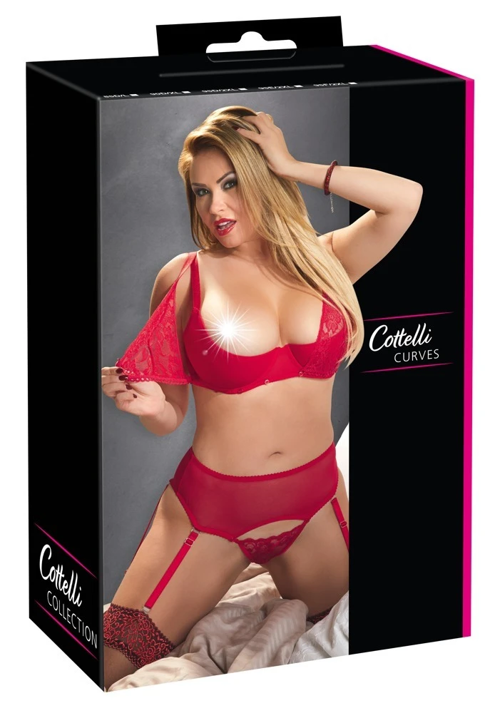 Ein sinnliches BH-Set in verführerischem Rot, mit abnehmbaren Cups und String