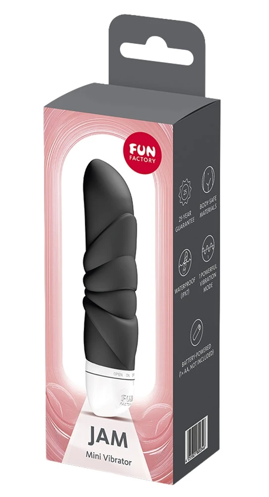 Jam Black, Fun Factory JAM Minivibrator kompakt stark ergonomisch kraftvolle Vibration strukturierte Spitze vielseitig einsetzbar