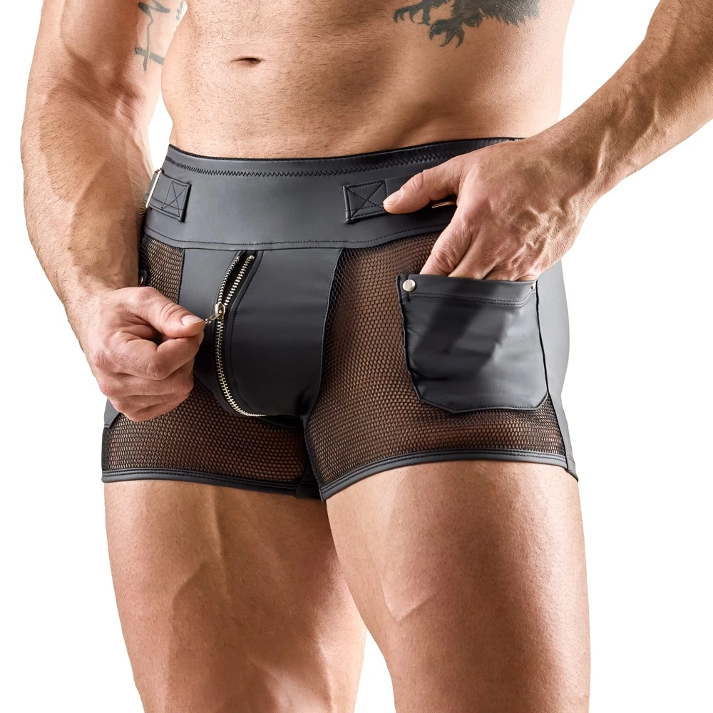 Herren Pants, Svenjoyment Mattlook Pants mit Netz-Einsätzen, Reißverschluss im Beutel und Taschen für markanten maskulinen Style