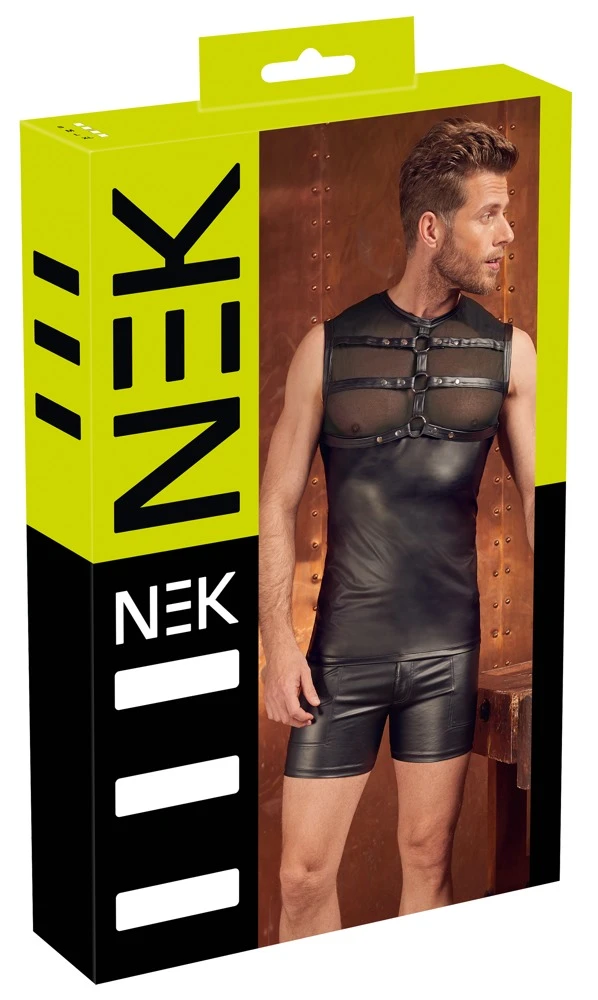 Top von NEK im trendigen Mattlook mit oberer Partie aus elastischem weichem Powernet mit aufgestepptem Harness vorne. Top von NEK im trendigen Mattlook mit oberer Partie aus elastischem weichem Powernet mit aufgestepptem Harness vorne.