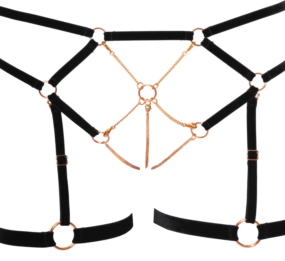 Cottelli LINGERIE Glamour BH und String Set mit elastischen Bändern und Roségoldfarbene Ketten