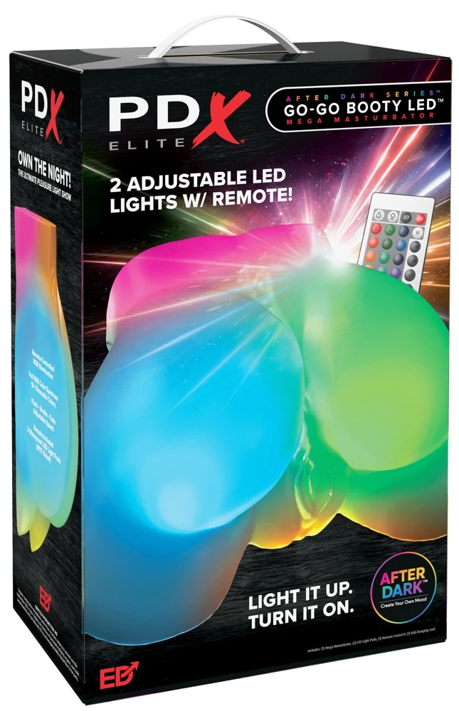 PDXE Go-Go Booty Mega Masturba, PDX Elite After Dark Series Go-Go Booty LED Torso Masturbator Vagina Anus LED Fernbedienung Real Feel Transparent