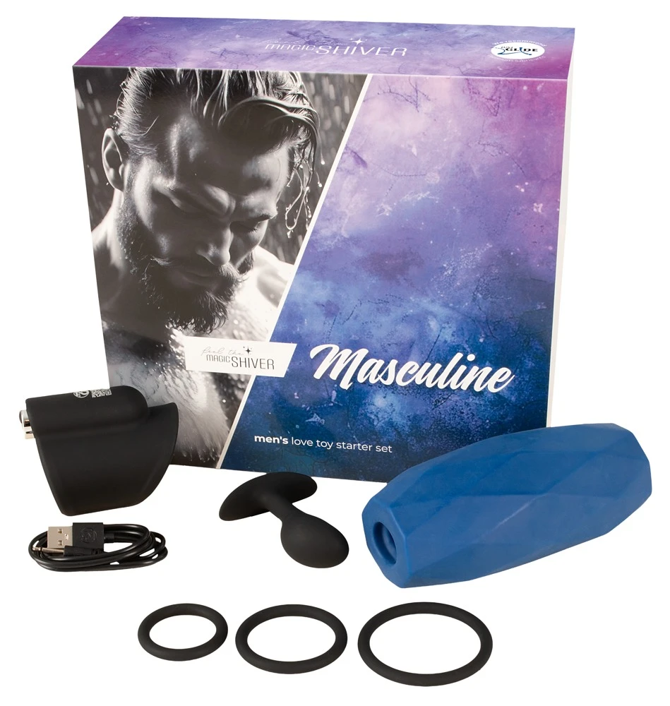 Magic shiver Masculine, Men Love Toy Starter Set Masculine 4-teilig Magic Shiver Vibro Masturbator Analplug Penisringe Stroker