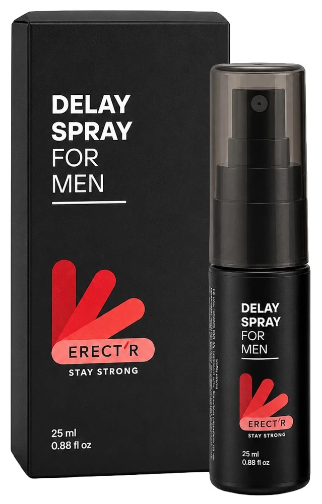 ERECTR Delay Spray 25 ml, Verzögerungsspray für Männer mit Aloe Vera & Panthenol für weniger Empfindlichkeit und längere intime Momente, ohne betäubende Wirkstoffe – ERECT‘R