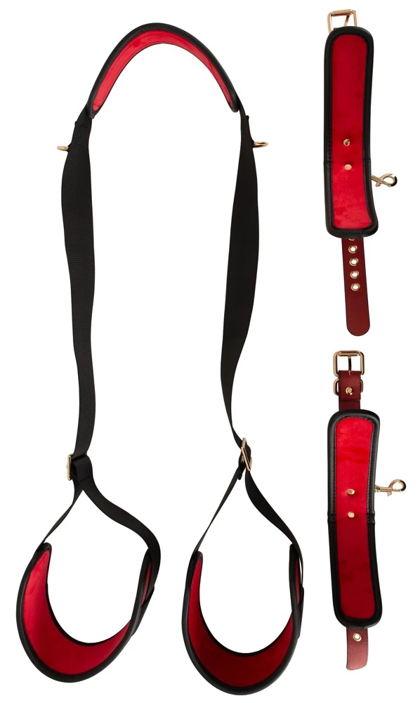 Bad Kitty Thigh Restraint Set, Sexy Kombifessel Deluxe mit Nacken- & Schenkelgurten, abnehmbaren Handfesseln, gepolstert & verstellbar für heiße Spiele
