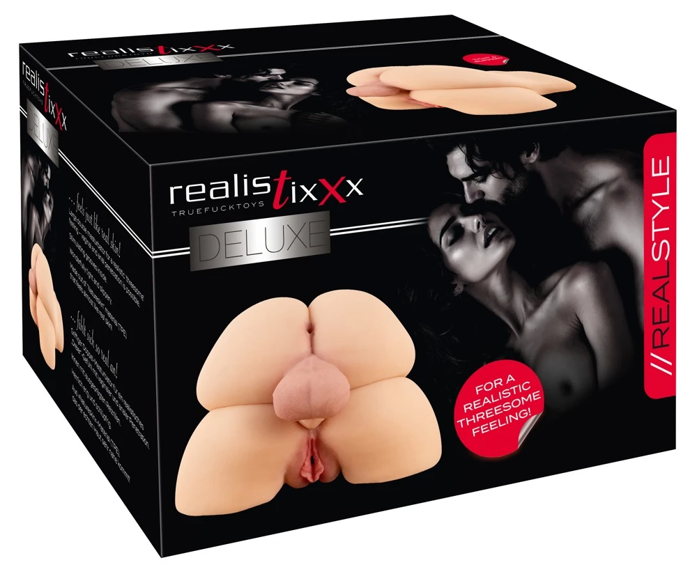 Realistixxx Deluxe Double Tors, Doppeltorso-Masturbator Deluxe mit Vagina und Anus, realistischer Männer- und Frauen-Torso für intensive Dreiersex-Feelings