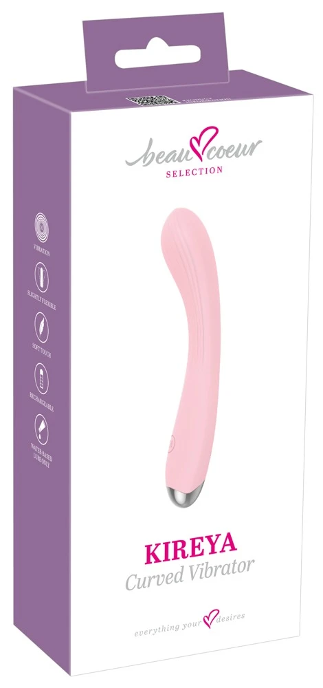 beau coeur Kireya Curved Vibra, KIREYA Curved Vibrator aus Silikon mit 10 Modi, flexibler Form und Rillenstruktur für intensive Stimulation