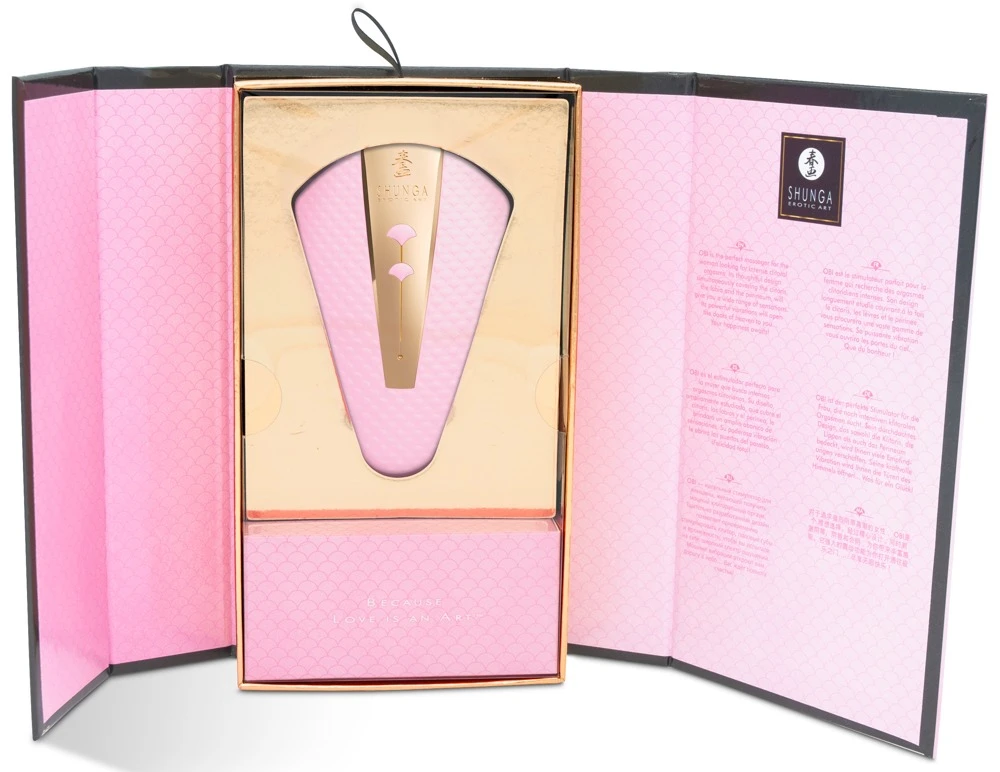 Luxuriöser Auflegevibrator Obi von Shunga im durchdachten eleganten Design mit flexibler Spitze.