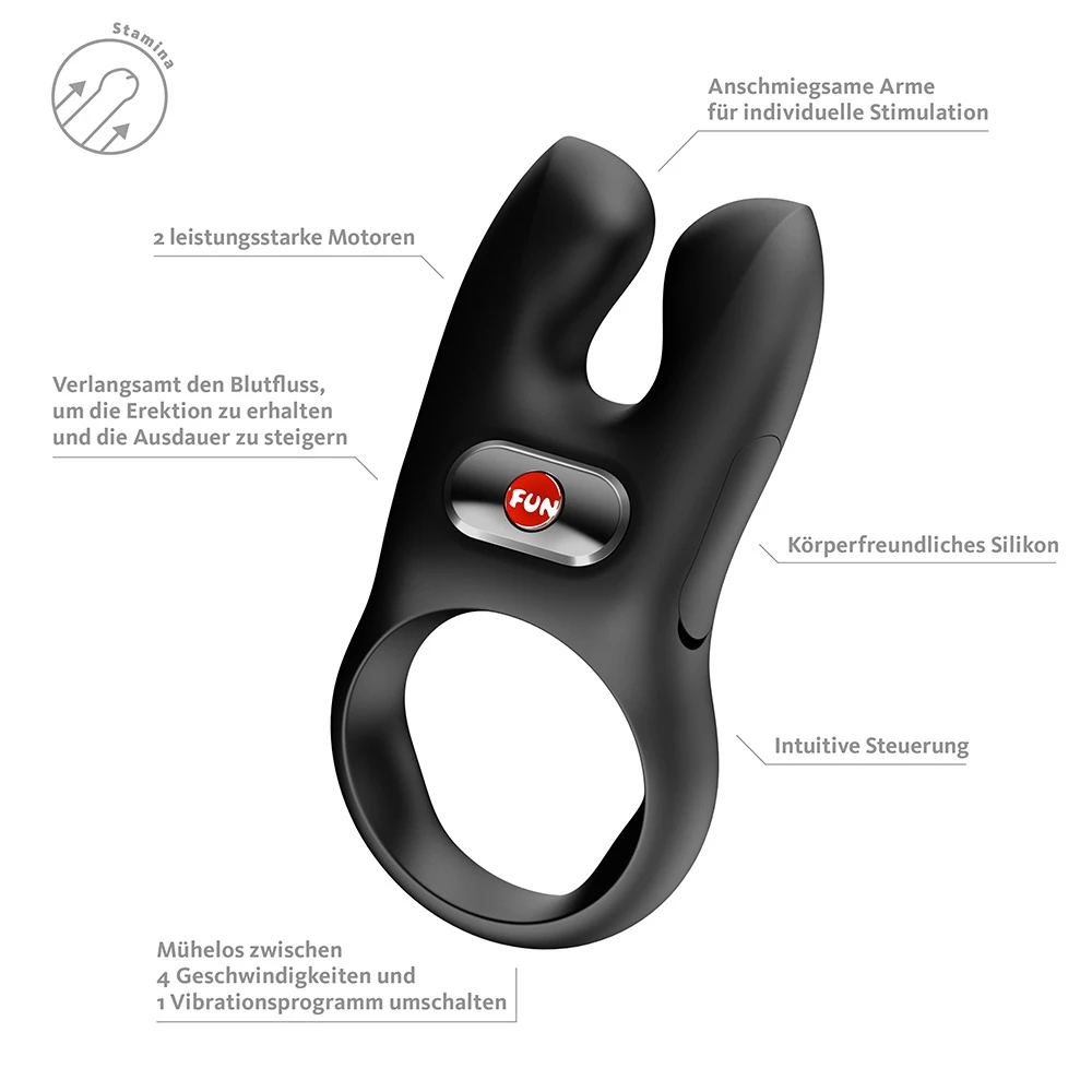 NOS Black, Vibro-Penisring mit 2 Motoren und flexiblen Stimulator-Armen für intensive Doppelstimulation und stärkere Ausdauer