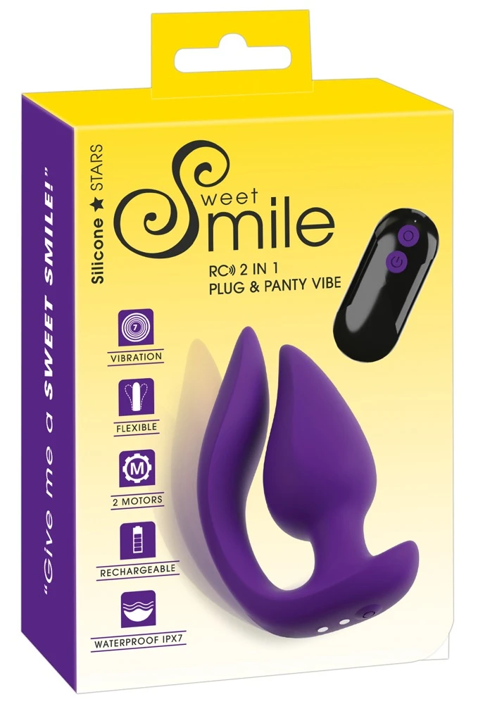 Smile RC 2in1 Plug & Panty Vib – Slip-Vibrator mit Fernbedienung für heiße doppelte Stimulation, tragbar im Slip oder anal