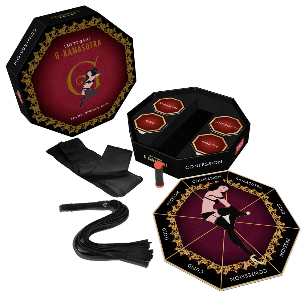 G-Kamasutra - Board Game, G-Kamasutra Erotikspiel für Paare mit Satin-Augenbinde & Peitsche – sinnliche Herausforderungen, die euch näherbringen