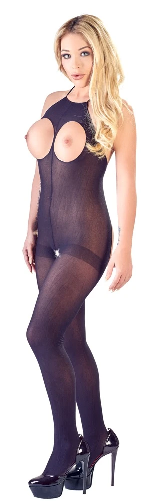 Rückenfreier Catsuit ouvert aus semitransparentem schwarzem Strumpfmaterial. Hochelastisch - schmiegt sich an wie eine zweite Haut! Rückenfreier Catsuit ouvert aus semitransparentem schwarzem Strumpfmaterial. Hochelastisch - schmiegt sich an wie eine zweite Haut!