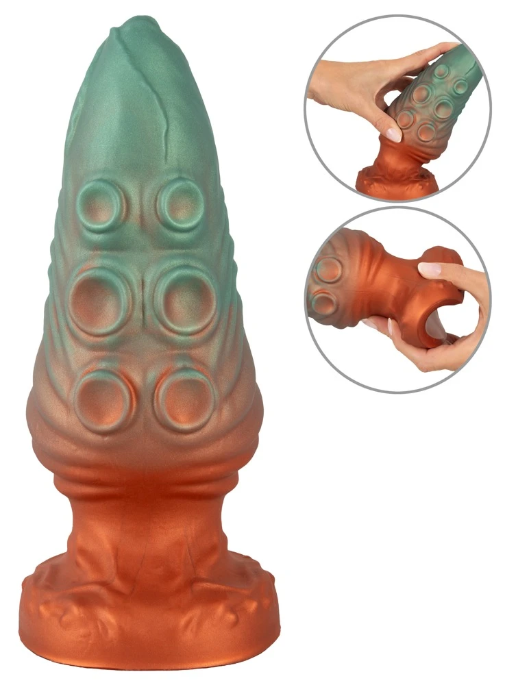 Atlantis Anal großer Fantasy-Plug mit starkem Saugfuß, schimmernder Metallic-Optik, markanter Reizstruktur und sanft geformter Spitze für sicheren Halt und vielseitige Anwendung