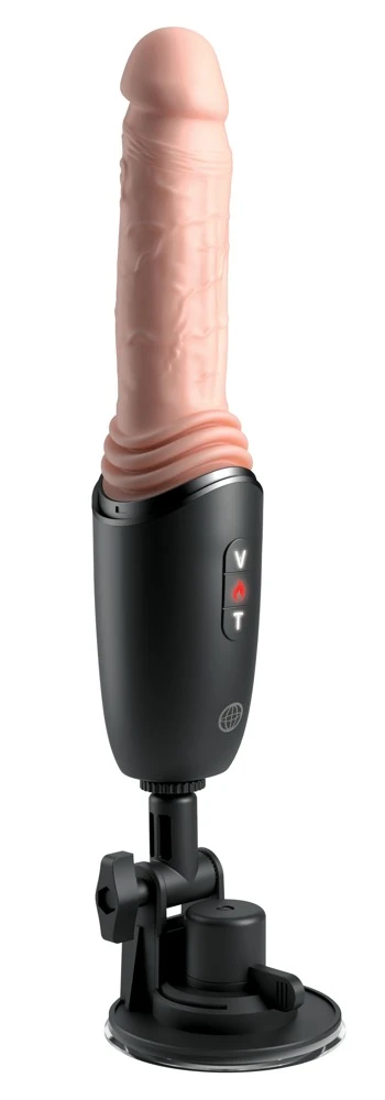 KCP 5in. Sil.Thrusting Cock Pr, King Cock Plus Thrusting Cock Pro Stoßvibrator im naturgetreuen Penislook mit 10 Stoßmodi, intensiven Vibrationen und 2-stufiger Wärmefunktion