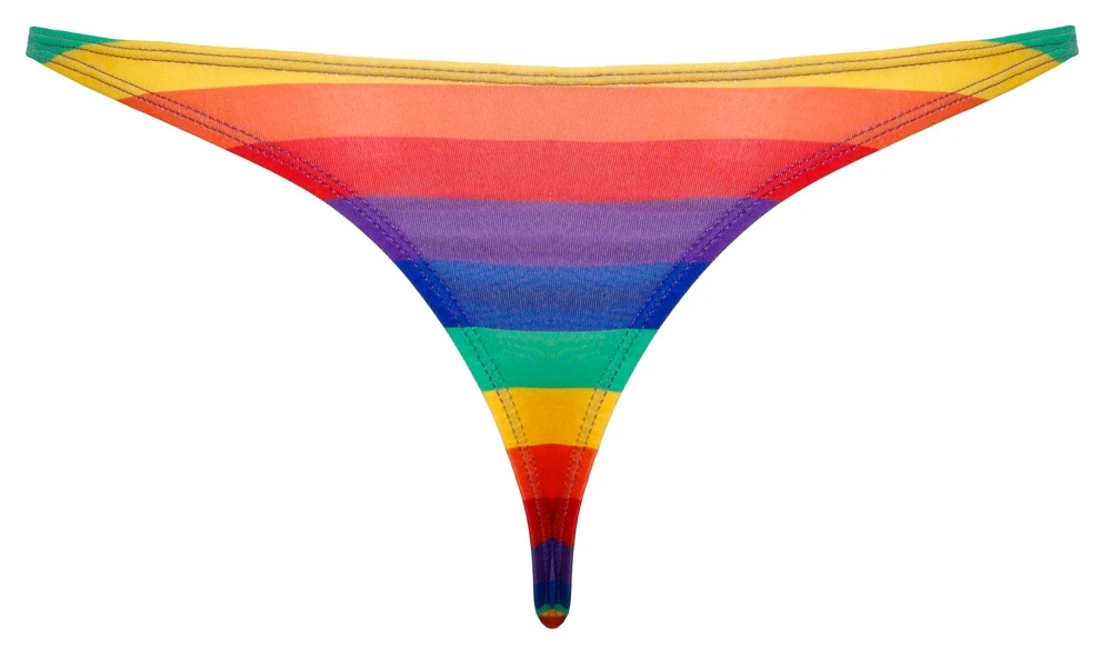 Riostring von Svenjoyment mit bunten Streifen in Regenbogenfarben. Rundum weich und elastisch für höchsten Tragekomfort