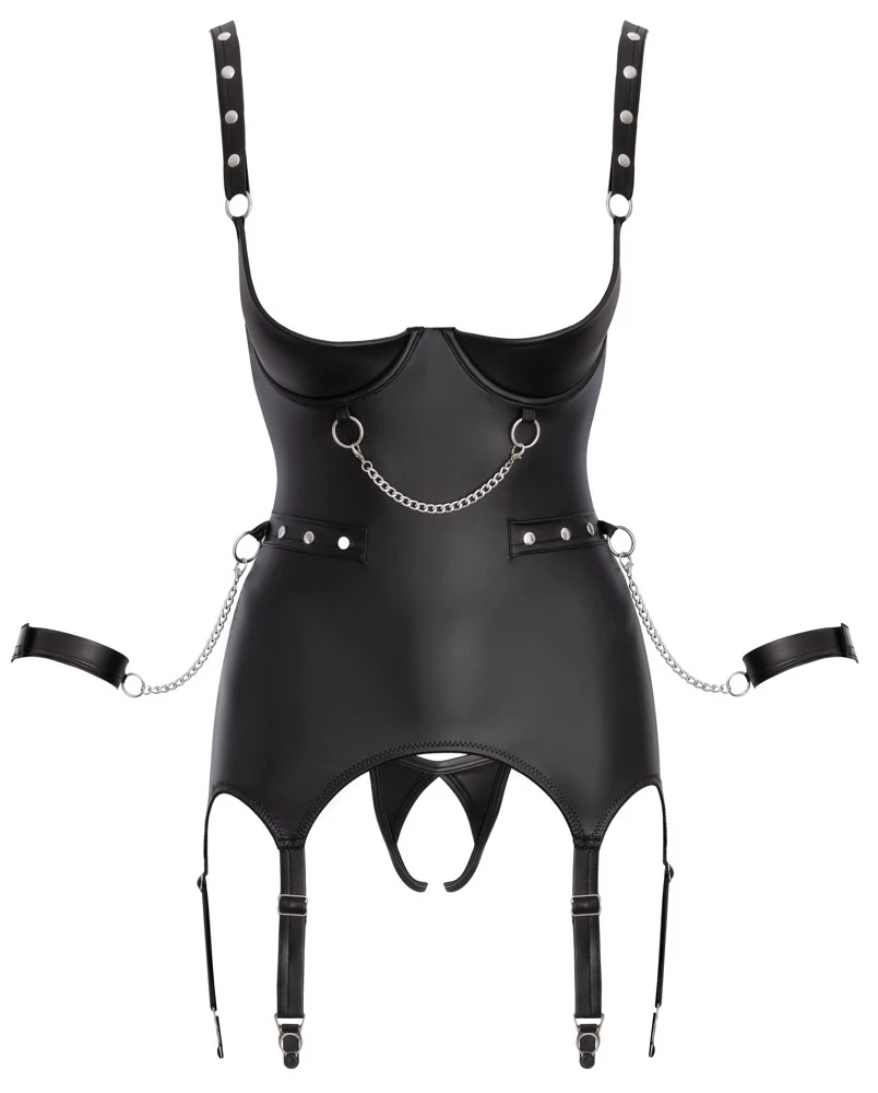 Provokantes Strapshemd mit Ringen, Kette und Soft-Fesseln - Cottelli BONDAGE entfesselt Deine dunkle Seite mit Stil und Komfort