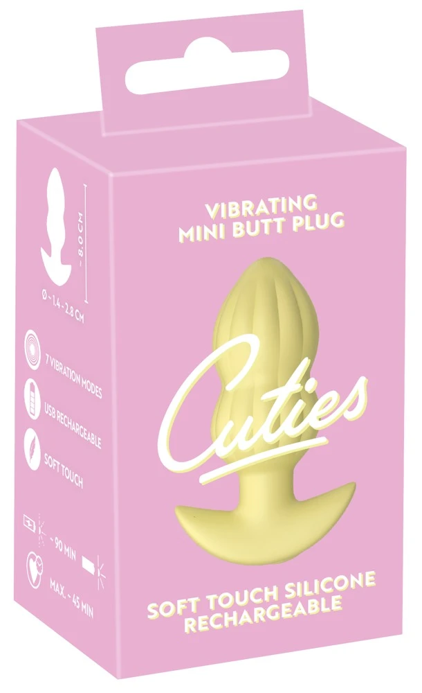Cuties Vibrating Plug Yellow, Vibrating Mini Butt Plug Yellow von Cuties – kompakter Analplug mit 7 intensiven Vibrationsmodi, weicher Spitze und verspieltem Design für prickelnde, lustvolle Abenteuer