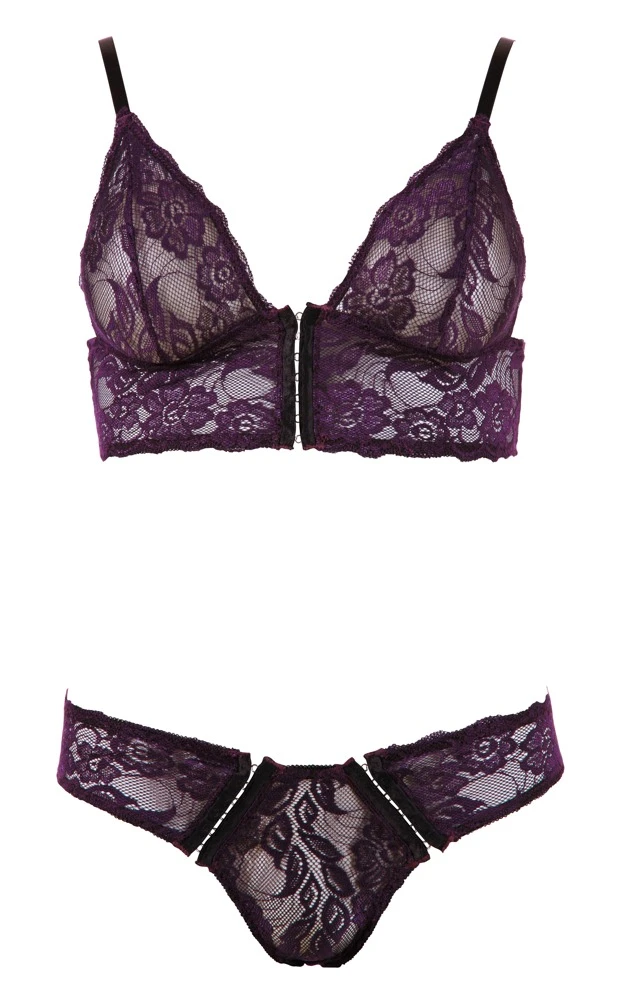 Cottelli LINGERIE BH Set weiche Blütenspitze in lila