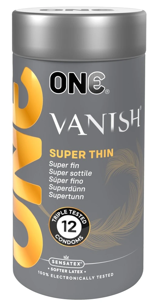 ONE Vanish 12er, ONE Vanish Hyperthin Kondome – transparente, extradünne Premium-Kondome aus ultraweichem Sensatex-Latex für intensiven Hautkontakt, maximales Gefühl und sinnlich-natürliche Nähe beim Sex