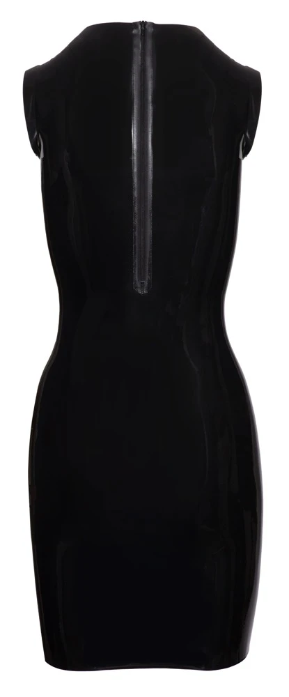 Ärmelloses Minikleid aus Naturlatex mit kleinem Stehkragen. Sitzt schön eng wie eine zweite Haut.