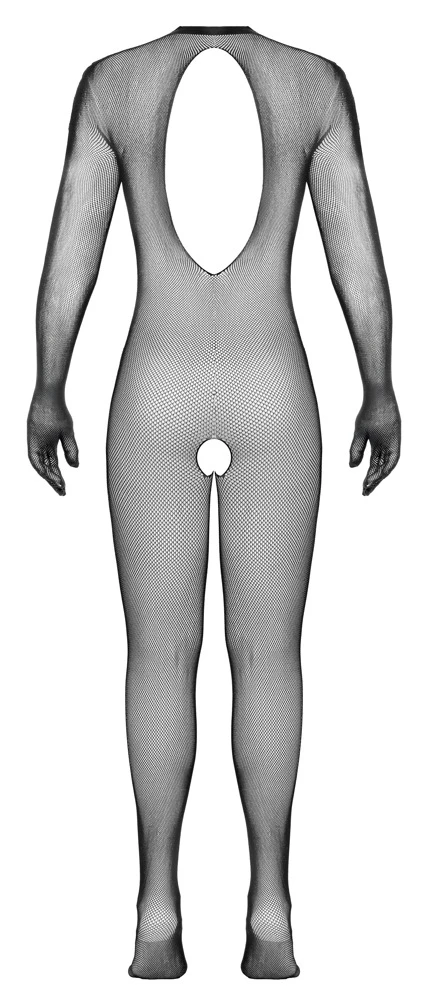 Fantasy by Cottelli Netz-Catsuit ouvert mit integrierten Handschuhen und Füßen, rückenfreiem Cut-out und offener Schrittpartie für einen provokanten, körpernahen Look