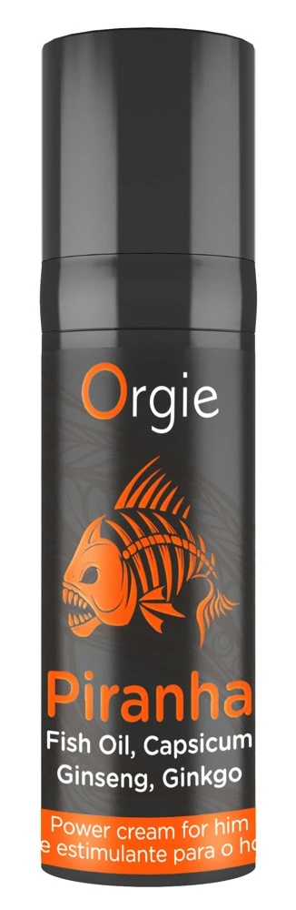 Orgie Piranha Power Cream 15ml, Piranha Peniscreme mit heißem Kribbel-Vibe und Vibrationskick – intensive Stimulation Level 9/10