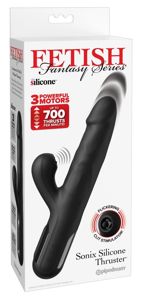 FFS Sonix Silicone Thruster Bl, Kraftvolle Stöße & flackernde Zungen: Intensiv-Vibrator mit 3 Motoren, 27 Modi und seidig weichem Silikon für ekstatische Lust!