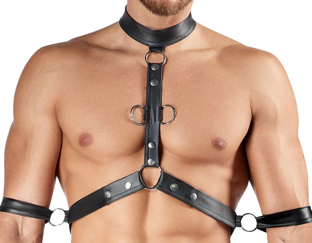 Herren Harness und Pants, Bondage-Set von Svenjoyment: Harness-Pants, Brust-Harness & Fesseln für sinnliche Erlebnisse