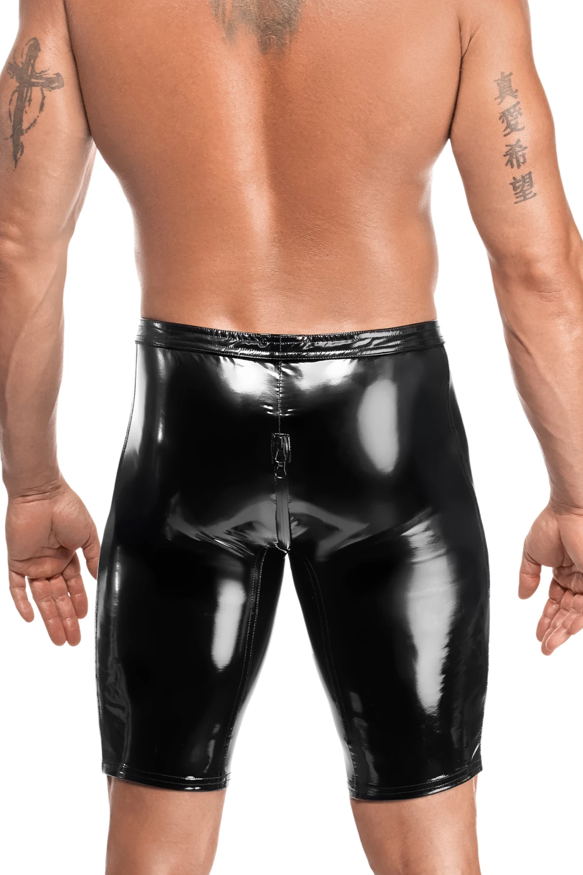 Schwarze Kinky Lack Shorts Voltage H094 – • dehnbares glattes Material • 2-Wege Reißverschluss • hochglänzende Biker-Passform • eng anliegend für maximale Bewegungsfreiheit von Noir Handmade Men