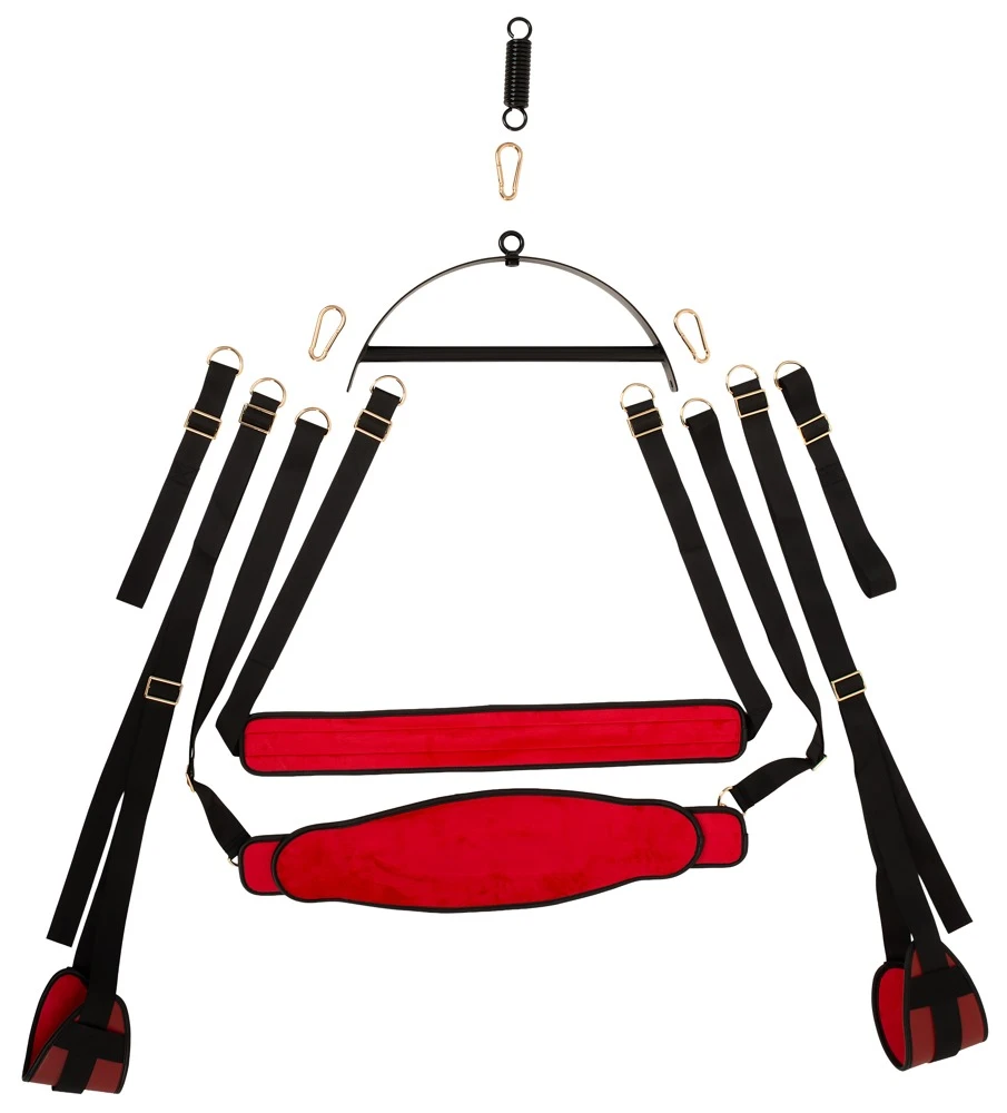 Bad Kitty Sex Swing, Erotische Liebesschaukel Deluxe schwarz-rot Golddetails verstellbar gepolstert für intensive Nähe und neue Positionen