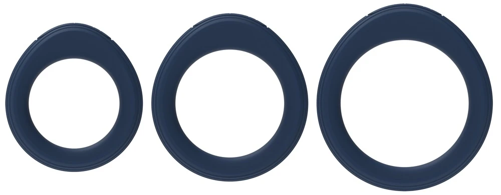 Triooo Dark Blue, Penisring-Set Triooo mit 3 dehnbaren Ringen aus ultrasoftem Silikon für intensivere Lust und längere Erektion von SVAKOM