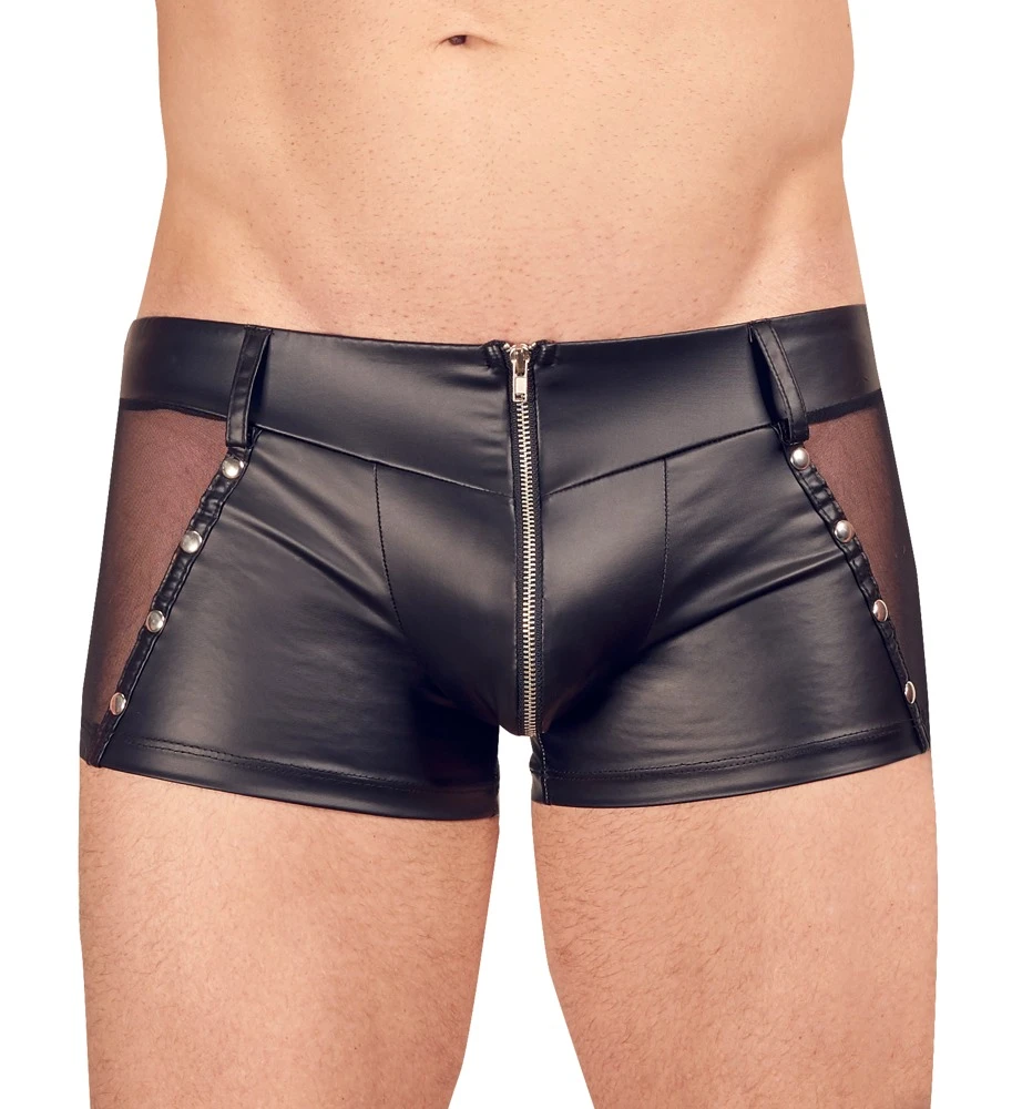 Betonende Pants von Svenjoyment im trendigen Mattlook, jeweils seitlich mit transparentem Netz-Einsatz und Nieten-Verzierung.