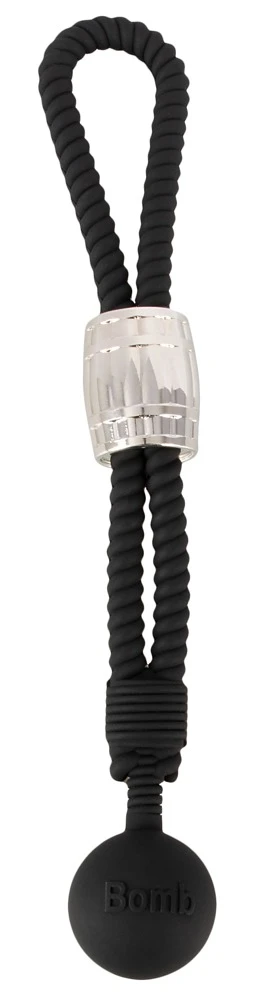 Rebel Heavy Rope Cock w Ball, Robuste Penis-/Hodenschlaufe im Seil-Design mit edlem Metall-Schiebegewicht und schwingendem Kugelgewicht für intensiven Genuss