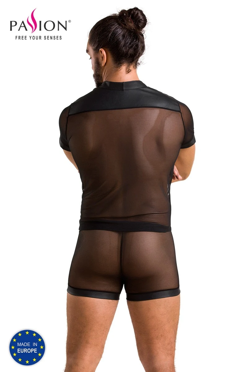 Herren Set 052 bestehend aus Hemd und Shorts aus matten Kunstleder von Passion Menswear